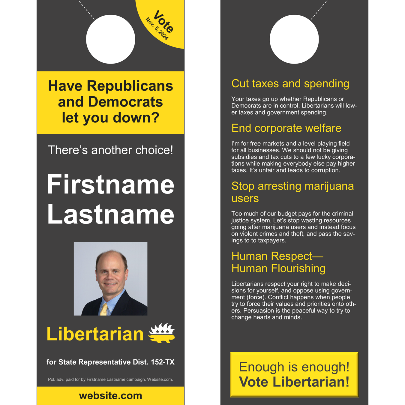Door Hanger 4"x11" for Candidates